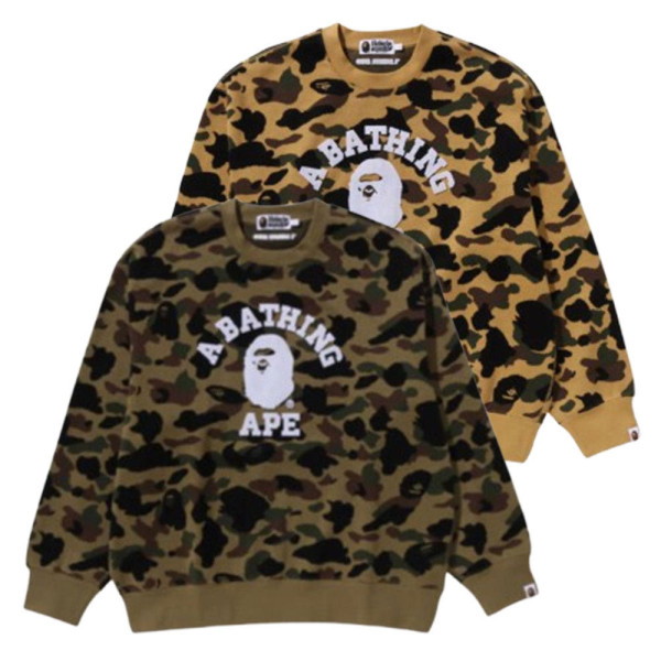 베이프 1ST 카모 자카드 컬리지 릴렉스핏 크루넥 스웻셔츠 2컬러 1L30113307