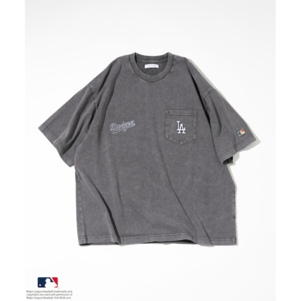 프릭스스토어 MLB 메이저리그 야구 페이드가공 더블로고 크루넥 포켓 반팔티 4컬러 1026248902548