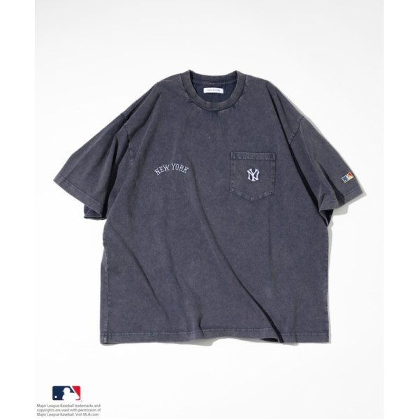 프릭스스토어 MLB 메이저리그 야구 페이드가공 더블로고 크루넥 포켓 반팔티 4컬러 1026248902548