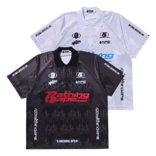 베이프 플레임 패턴 오버롤 프린트 하프집 릴렉스핏 폴로 셔츠 2컬러 1L30112304