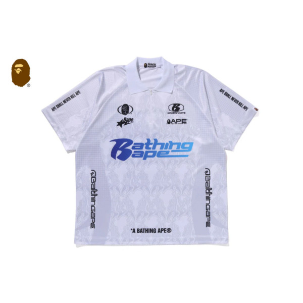 베이프 플레임 패턴 오버롤 프린트 하프집 릴렉스핏 폴로 셔츠 2컬러 1L30112304