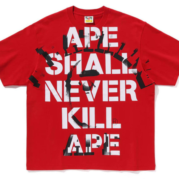 베이프 스프레이 프린트 컬리지 릴렉스 핏 반팔 티셔츠 3컬러 1L30110329