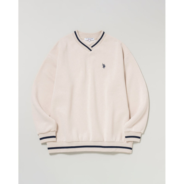 U.S. POLO ASSN. 유에스폴로에센 라인 리브 브이넥 스웨트셔츠 더블 호스맨 자수 3컬러 PLL53303