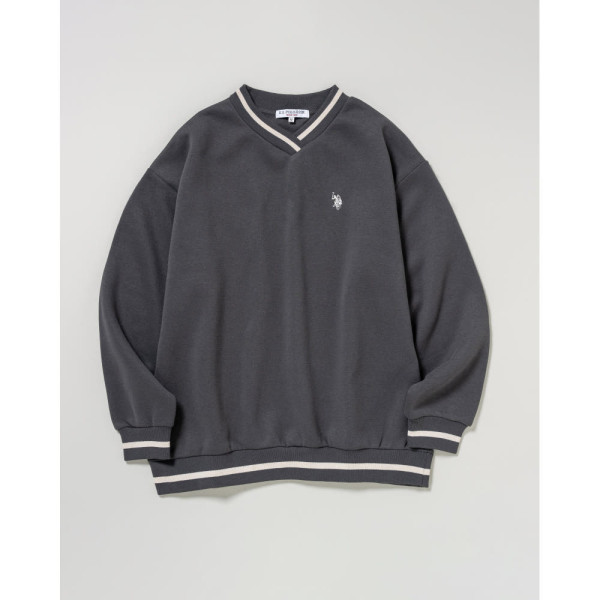 U.S. POLO ASSN. 유에스폴로에센 라인 리브 브이넥 스웨트셔츠 더블 호스맨 자수 3컬러 PLL53303