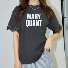 퍼블럭스XMARY QUANT 소매 레이스 플로키 로고 티셔츠 2컬러 3223375300008