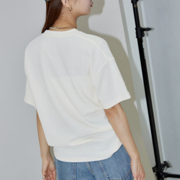 퍼블럭스XMARY QUANT 자수 와플 티셔츠 3컬러 3223375300007