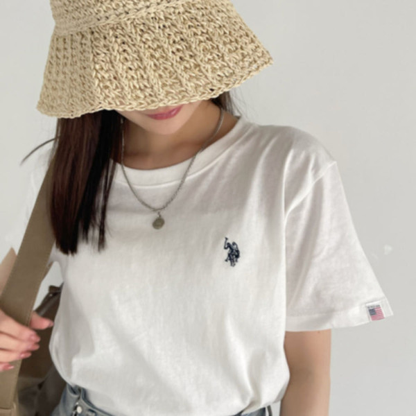 U.S. POLO ASSN. 유에스폴로에센 원포인트 자수 컴팩트 실루엣 베이직 티셔츠 8컬러 ada1285