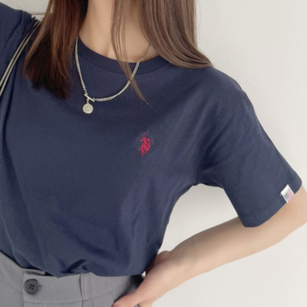 U.S. POLO ASSN. 유에스폴로에센 원포인트 자수 컴팩트 실루엣 베이직 티셔츠 8컬러 ada1285