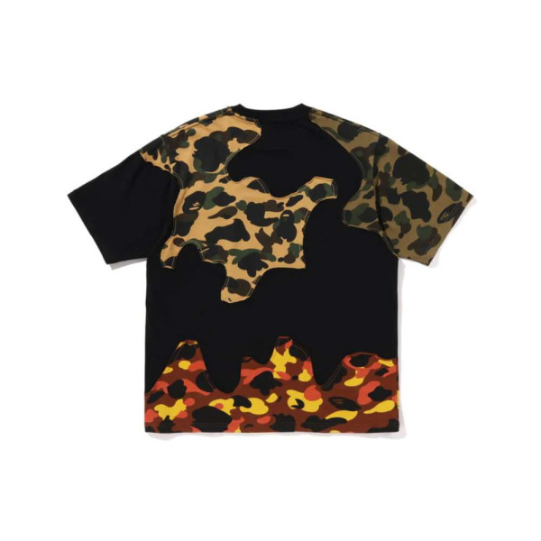 베이프 1ST 카모 업사이클 로고 릴렉스핏 티셔츠 블랙 1L80109302
