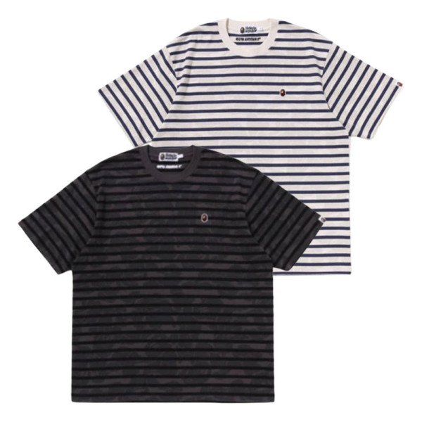 베이프 솔리드 카모 스트라이프 원 포인트 릴렉스핏 티셔츠 2컬러 1L80109305