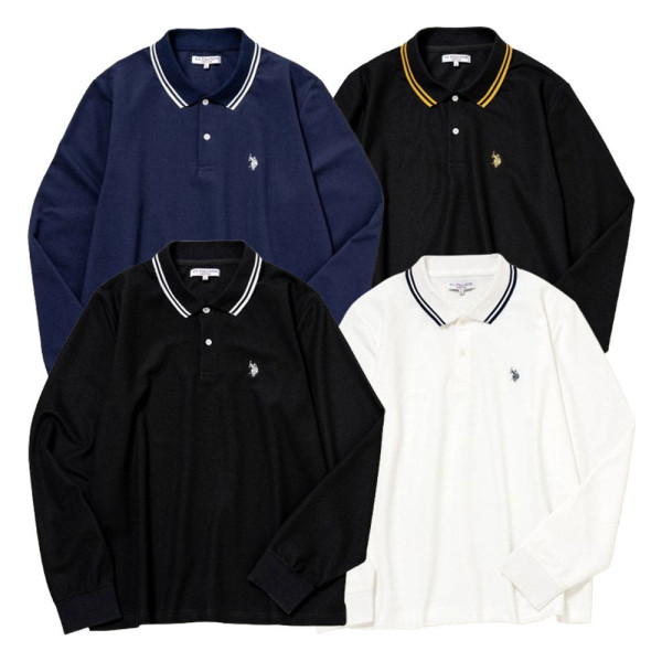 U.S. POLO ASSN. 유에스폴로에센 더블 호스맨 자수 긴소매 폴로 셔츠 4컬러 PLM52220