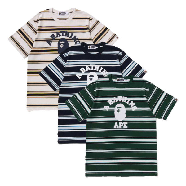 베이프 컬리지 스트라이프 반팔티 3컬러 1L30109006