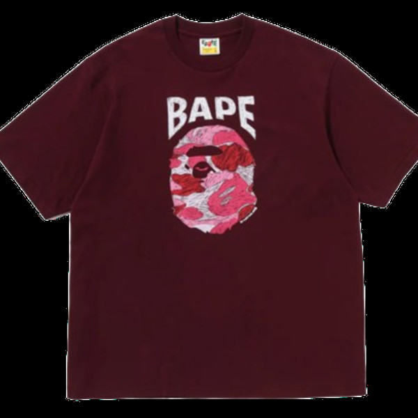 베이프 ABC 카모 핸드 드로우 에이프 헤드 릴렉스핏 티셔츠 3컬러 1L30110340