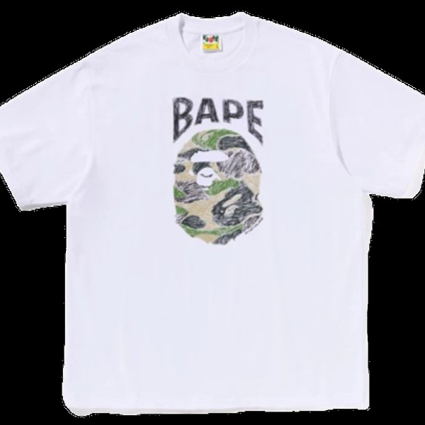 베이프 ABC 카모 핸드 드로우 에이프 헤드 릴렉스핏 티셔츠 3컬러 1L30110340