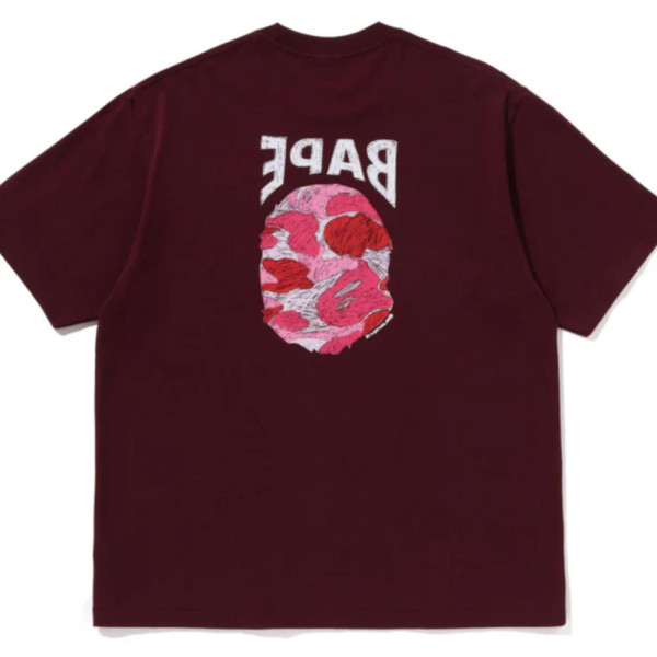 베이프 ABC 카모 핸드 드로우 에이프 헤드 릴렉스핏 티셔츠 3컬러 1L30110340