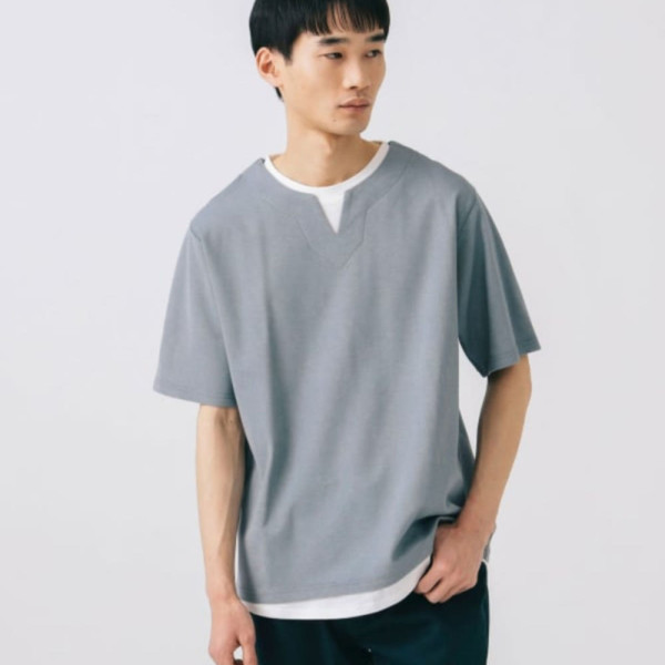 빔즈 하트 슬릿넥 페이크 레이어드 티셔츠 3컬러 42-04-0331-286