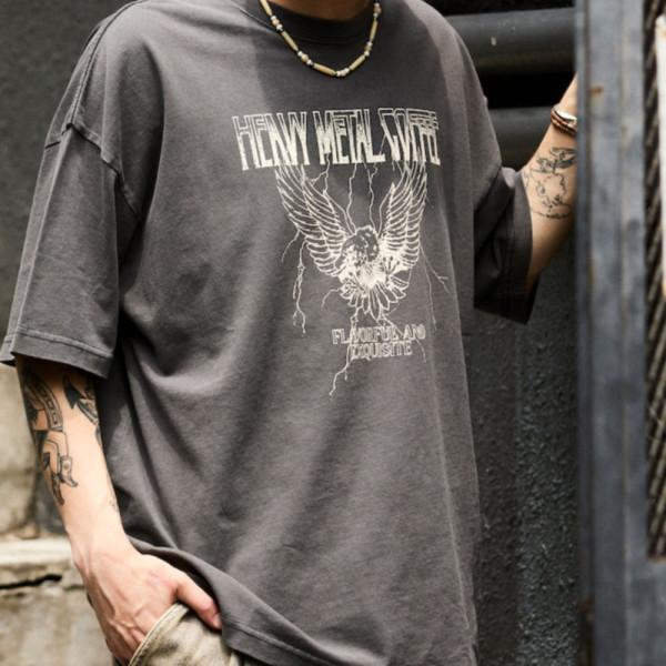 프릭스스토어 빅 실루엣 피그먼트 다이 크랙 프린트 크루넥 티셔츠 2컬러 1226248902964