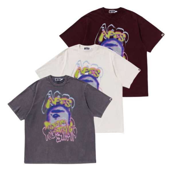 베이프 헤비 워시드 로고 릴렉스 핏 티셔츠 3컬러 1L30109349