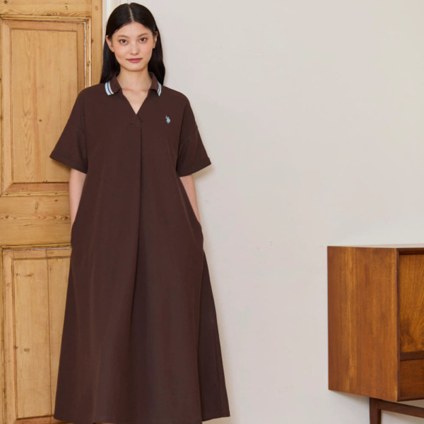 U.S. POLO ASSN. 유에스폴로에센 더블 호스맨 자수 카노코 폴로 드레스 3컬러 PLL52241