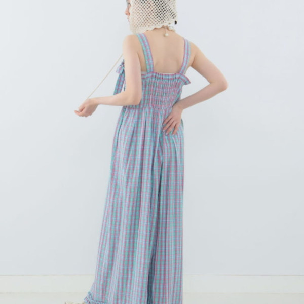 빔즈 CAROLINA GLASER 체크 무늬 리본 프릴 살로펫 3컬러 62-17-0015-438