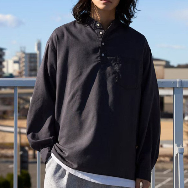 프릭스스토어 릴랙스핏 린넨 믹스 밴드 칼라 풀오버 셔츠 3컬러 1203248900022