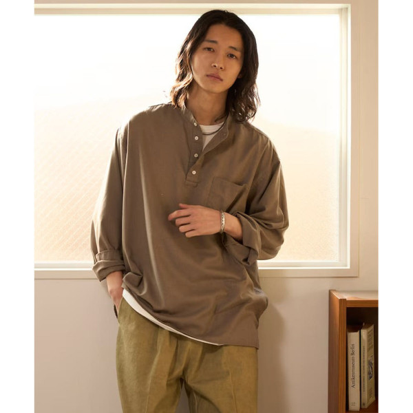 프릭스스토어 릴랙스핏 린넨 믹스 밴드 칼라 풀오버 셔츠 3컬러 1203248900022