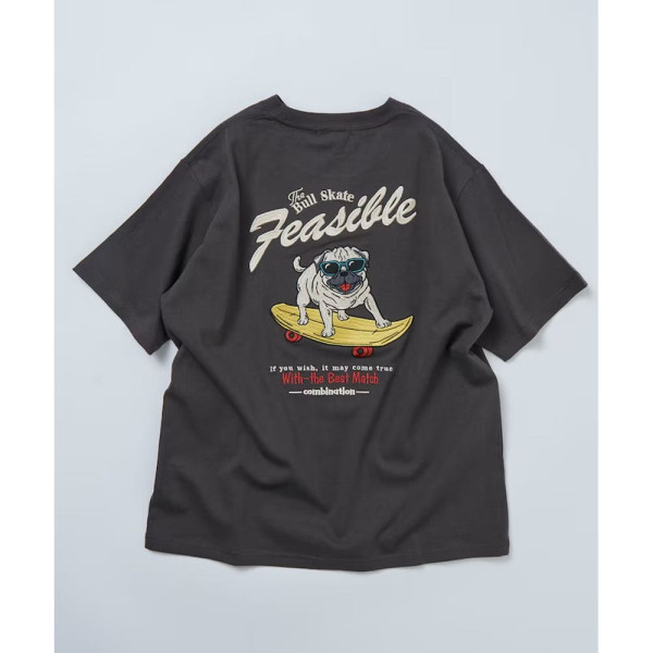 프릭스스토어 릴랙스핏 백 자수 디자인 크루넥 티셔츠 Dog 3컬러 1226248903007