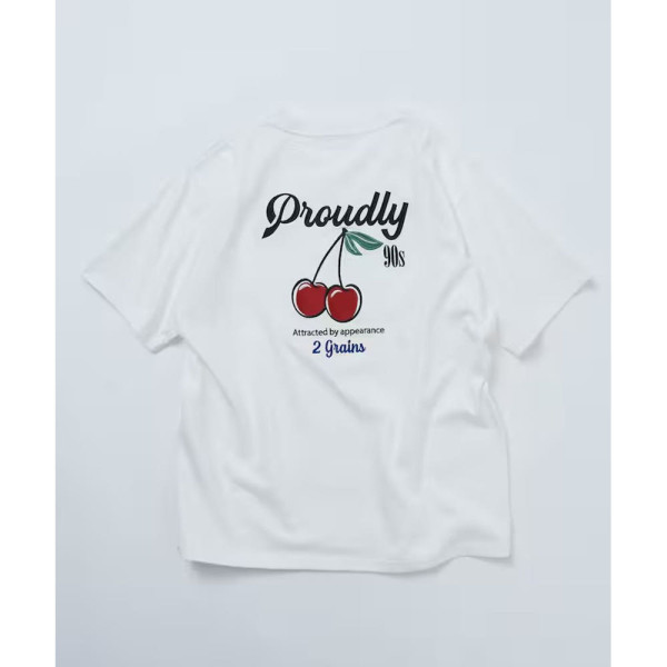 프릭스스토어 릴랙스핏 디자인 백 자수 크루넥 반팔 티셔츠 Cherry 3컬러 1226248903005