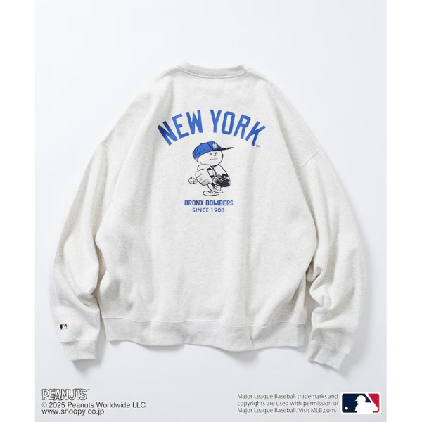 프릭스스토어 MLB×PEANUTS 별주 빅실루엣 백프린트 크루넥 스웨트 티셔츠 양키스 3컬러 1221248900913