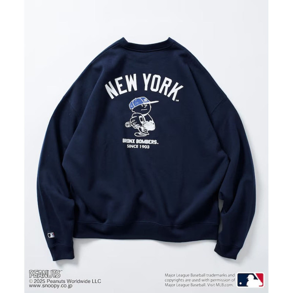 프릭스스토어 MLB×PEANUTS 별주 빅실루엣 백프린트 크루넥 스웨트 티셔츠 양키스 3컬러 1221248900913