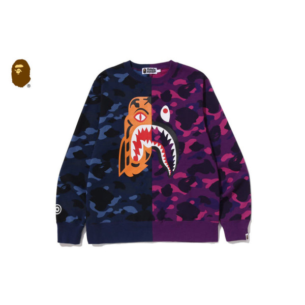 베이프 컬러 카모 타이거 샤크 크루넥 스웨트셔츠 2컬러 1L80113009