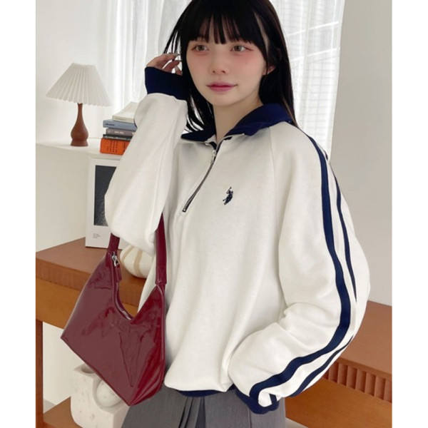 U.S. POLO ASSN. 유에스폴로에센 라인 디자인 하프집 스웻셔츠 반집업 맨투맨 4컬러 85733798 ada1452