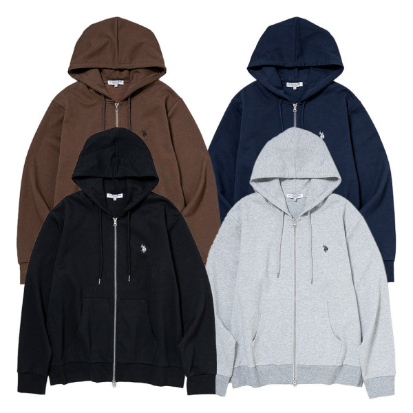 U.S. POLO ASSN. 유에스폴로에센 더블 호스맨 자수 풀 집 후드 4컬러 PLM53327