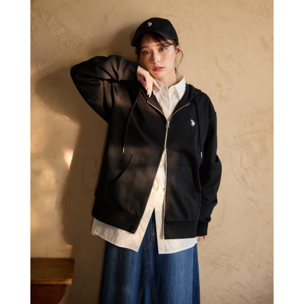 U.S. POLO ASSN. 유에스폴로에센 더블 호스맨 자수 풀 집 후드 4컬러 PLM53327