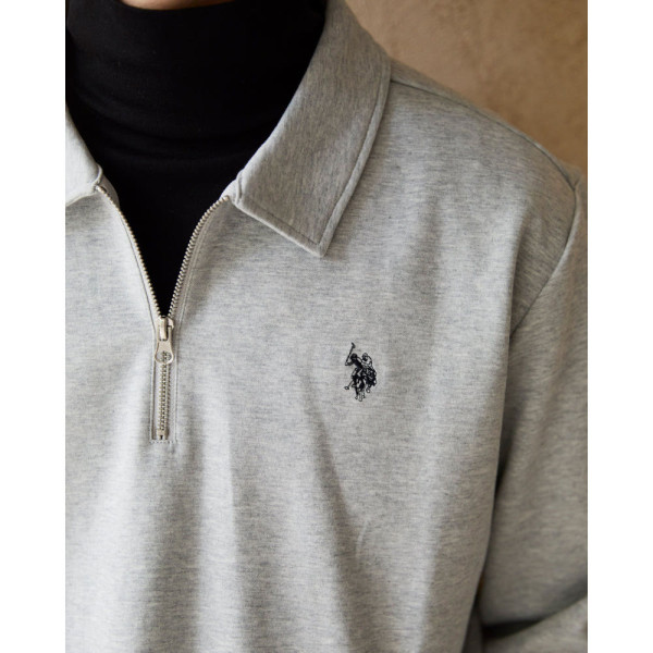 U.S. POLO ASSN. 유에스폴로에센 더블 호스맨 자수 하프 집 폴로 스웨트 3컬러 PLM53329