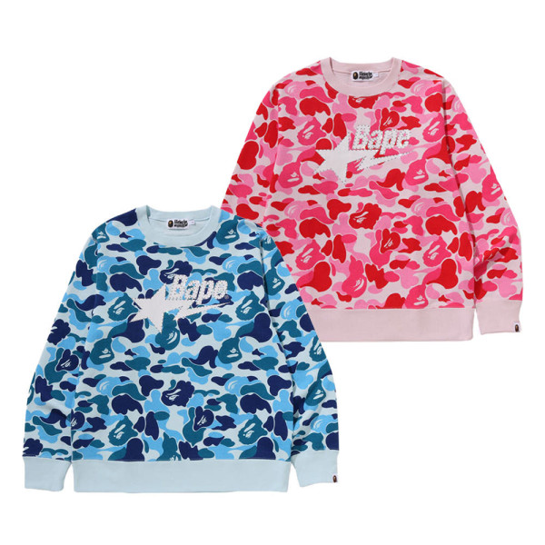 베이프 ABC 카모 라인스톤 스타 크루넥 스웨트 셔츠 2컬러 1L80113013