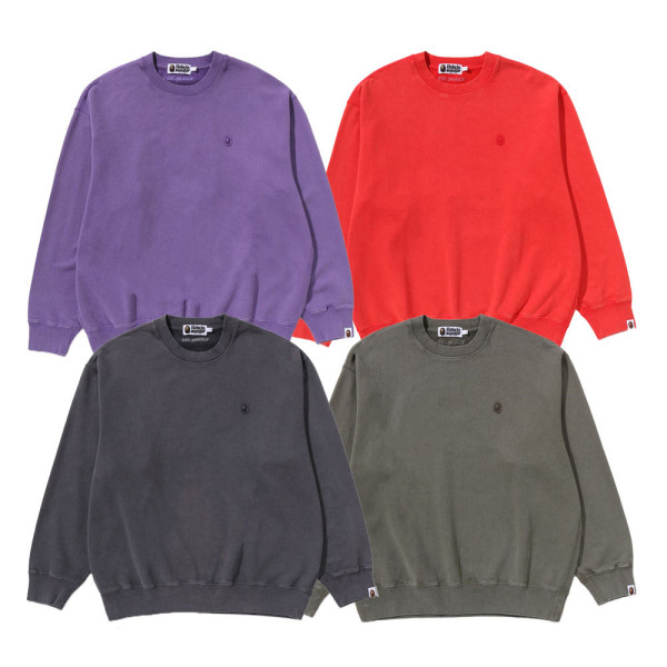 베이프 가먼트 다이 원포인트 릴렉스핏 크루넥 스웨트 셔츠 4컬러 1L80113307