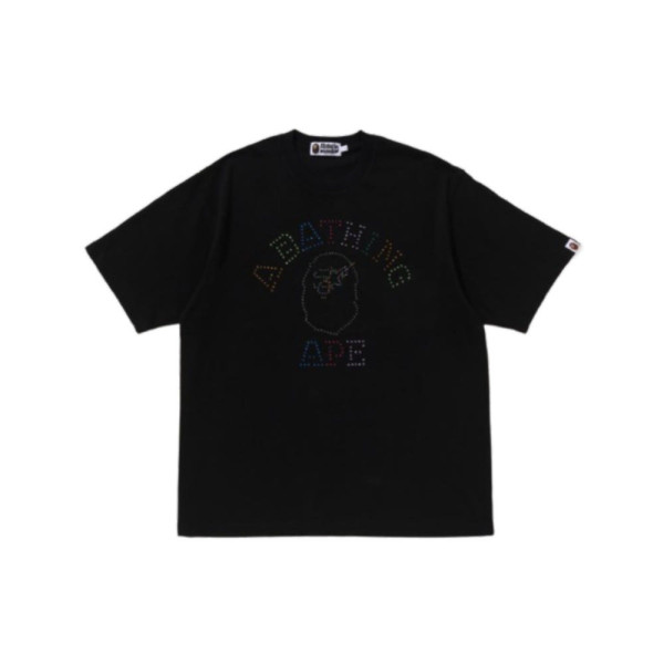 베이프 라인스톤 콜리지 릴렉스 핏 티셔츠 2컬러 1L80109313