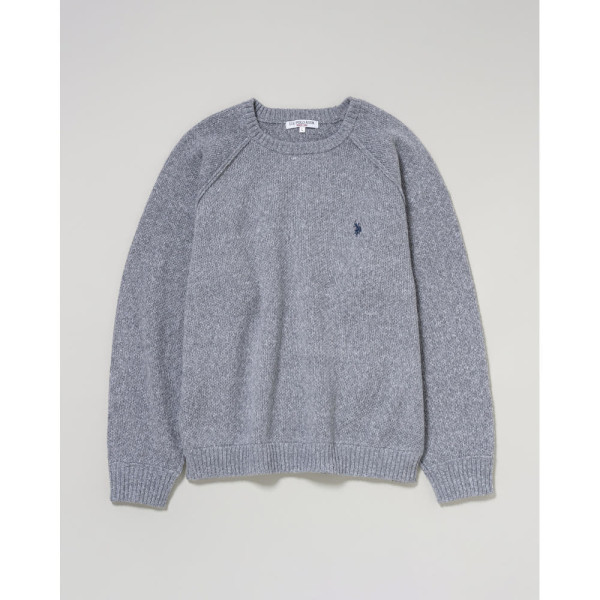 U.S. POLO ASSN. 유에스폴로에센 크루 라글란 니트 더블 호스맨 자수 6컬러 PLM53404