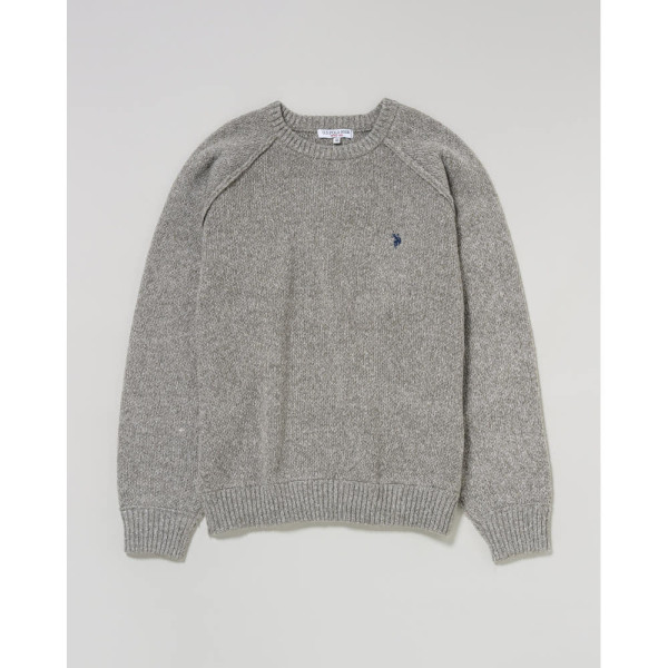 U.S. POLO ASSN. 유에스폴로에센 크루 라글란 니트 더블 호스맨 자수 6컬러 PLM53404