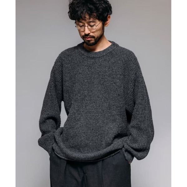 프릭스스토어 퍼스트핸드 오버핏 울 혼합 와플편 크루넥 니트 4컬러 3330234400006