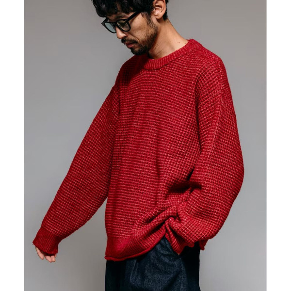 프릭스스토어 퍼스트핸드 오버핏 울 혼합 와플편 크루넥 니트 4컬러 3330234400006