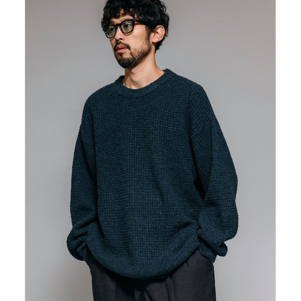 프릭스스토어 퍼스트핸드 오버핏 울 혼합 와플편 크루넥 니트 4컬러 3330234400006