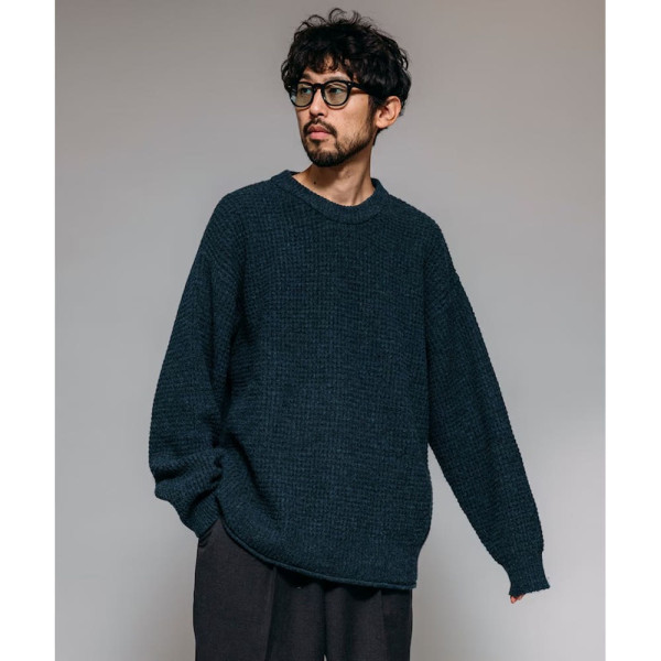 프릭스스토어 퍼스트핸드 오버핏 울 혼합 와플편 크루넥 니트 4컬러 3330234400006