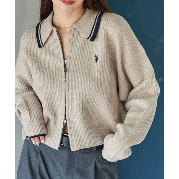 U.S. POLO ASSN. 유에스폴로에센 PUBLUX 카라 라인 포인트 드라이버즈 니트 4컬러 3234291600003