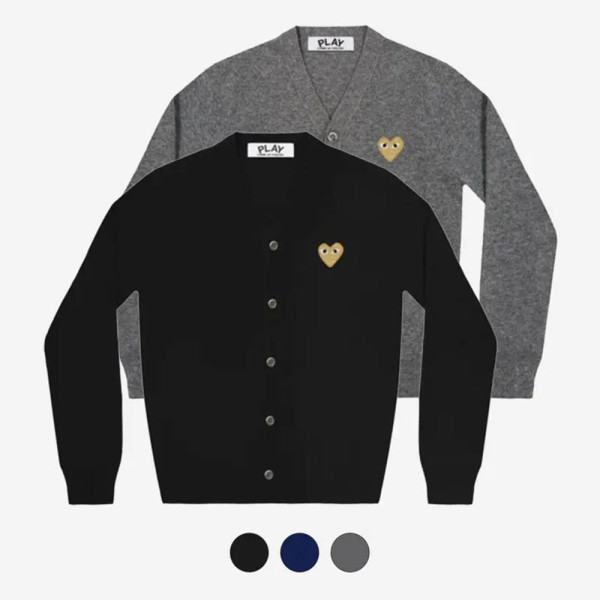 꼼데가르송 PLAY CDG 가디건 골드와펜 브이넥 3컬러 남녀공용 AX-N050-051
