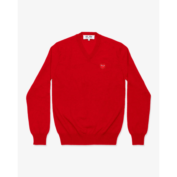 꼼데가르송 PLAY CDG 브이넥 니트 라인스톤 레드와펜 남녀공용 5컬러 AX-N801-051