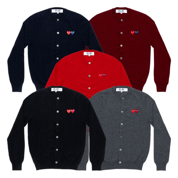 꼼데가르송 PLAY CDG 가디건 더블와펜 라운드넥 5컬러 남녀공용 AX-N057-051
