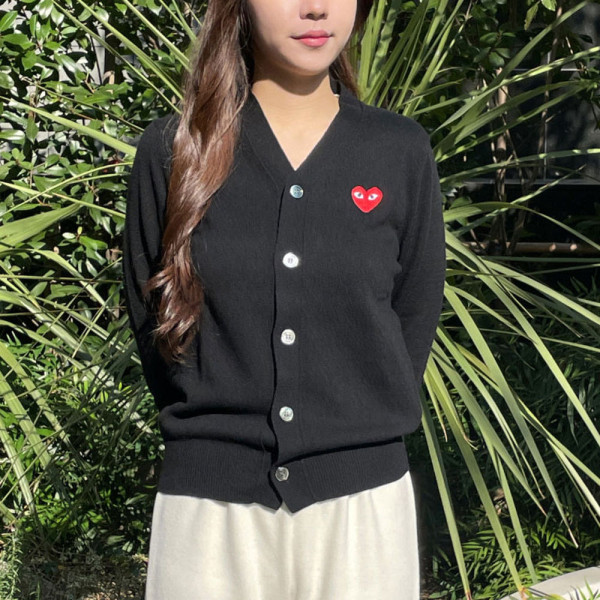 꼼데가르송 브이넥 라운드넥 가디건 레드와펜 블랙와펜 남녀공용 7컬러