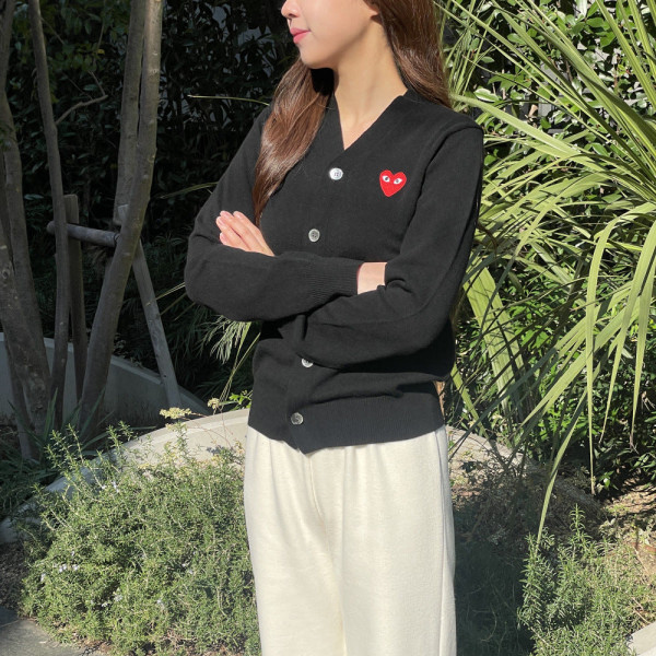 꼼데가르송 브이넥 라운드넥 가디건 레드와펜 블랙와펜 남녀공용 7컬러